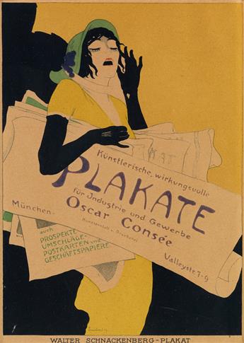 WALTER SCHNACKENBERG (1880-1961). [KOSTÜME / PLAKAT UND DEKORATIONEN.] Group of 5 posters. 1920. Each approximately 11x8 inches, 28x21